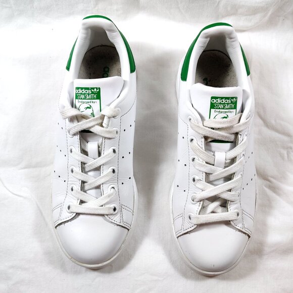 EUC Adidas Stan Smith White & Green Tennis Shoes Size 5 – 6 - Picture 3 of 8
